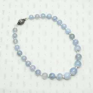 Blue Lace Agate Beads with Decorative Silver Clasp
