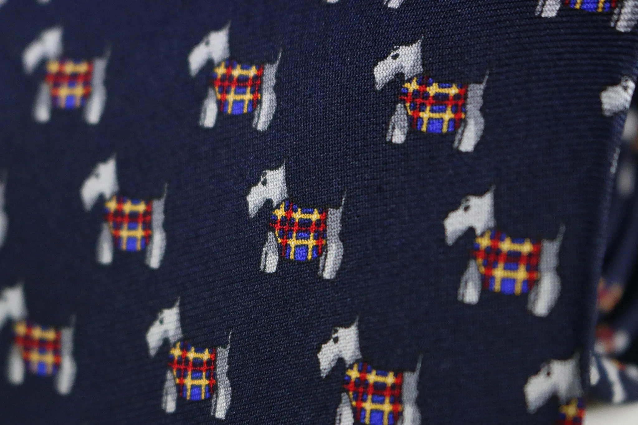 Blue Scottie Dog Print Silk Tie