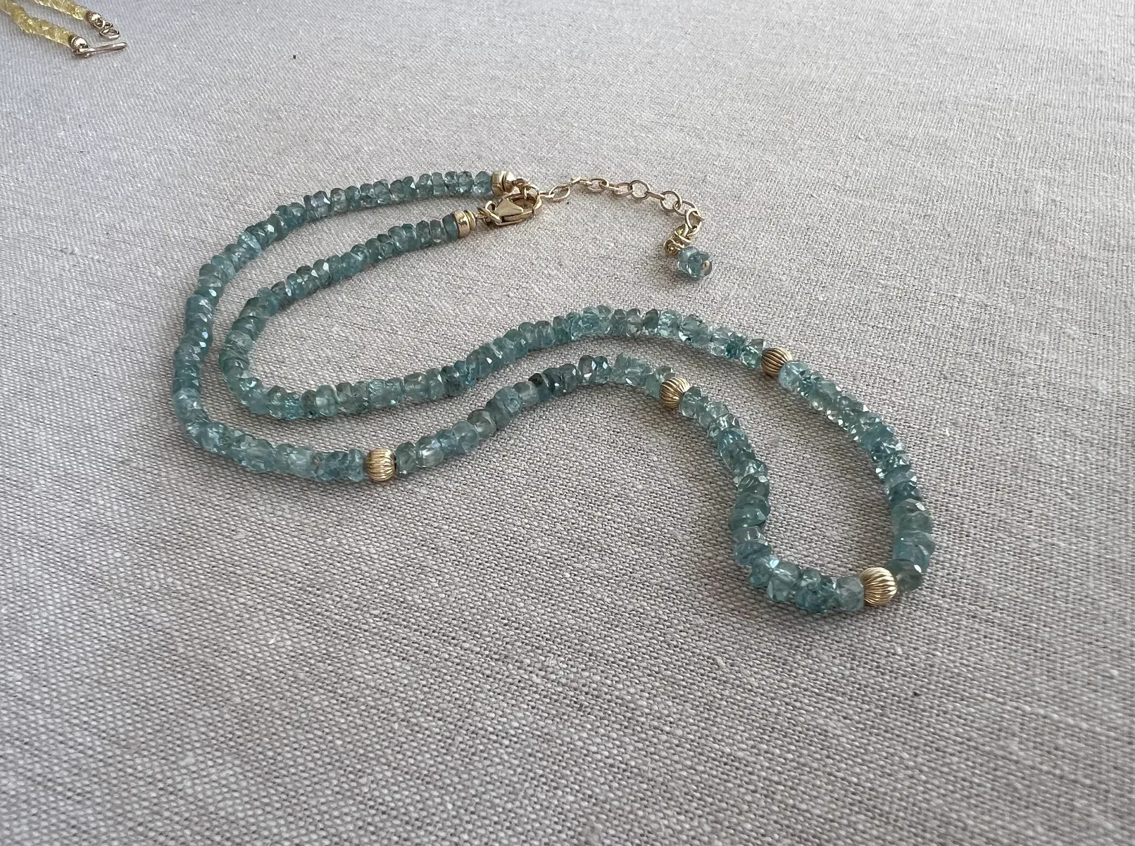 Blue Zircon Necklace with Gold Accents