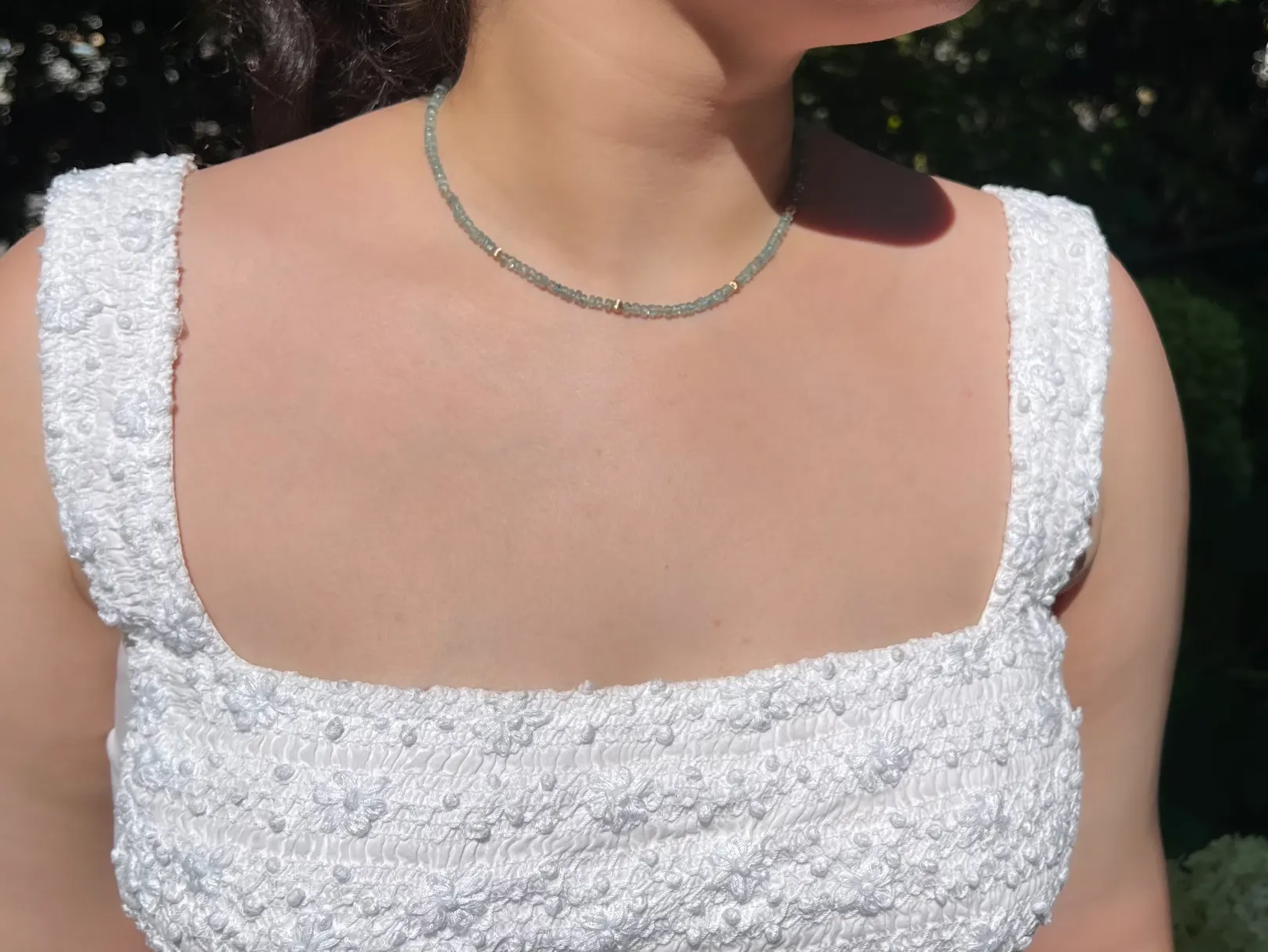 Blue Zircon Necklace with Gold Accents