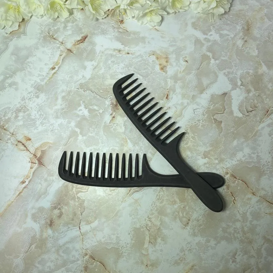 Bone Detangling Wooden Comb - Black