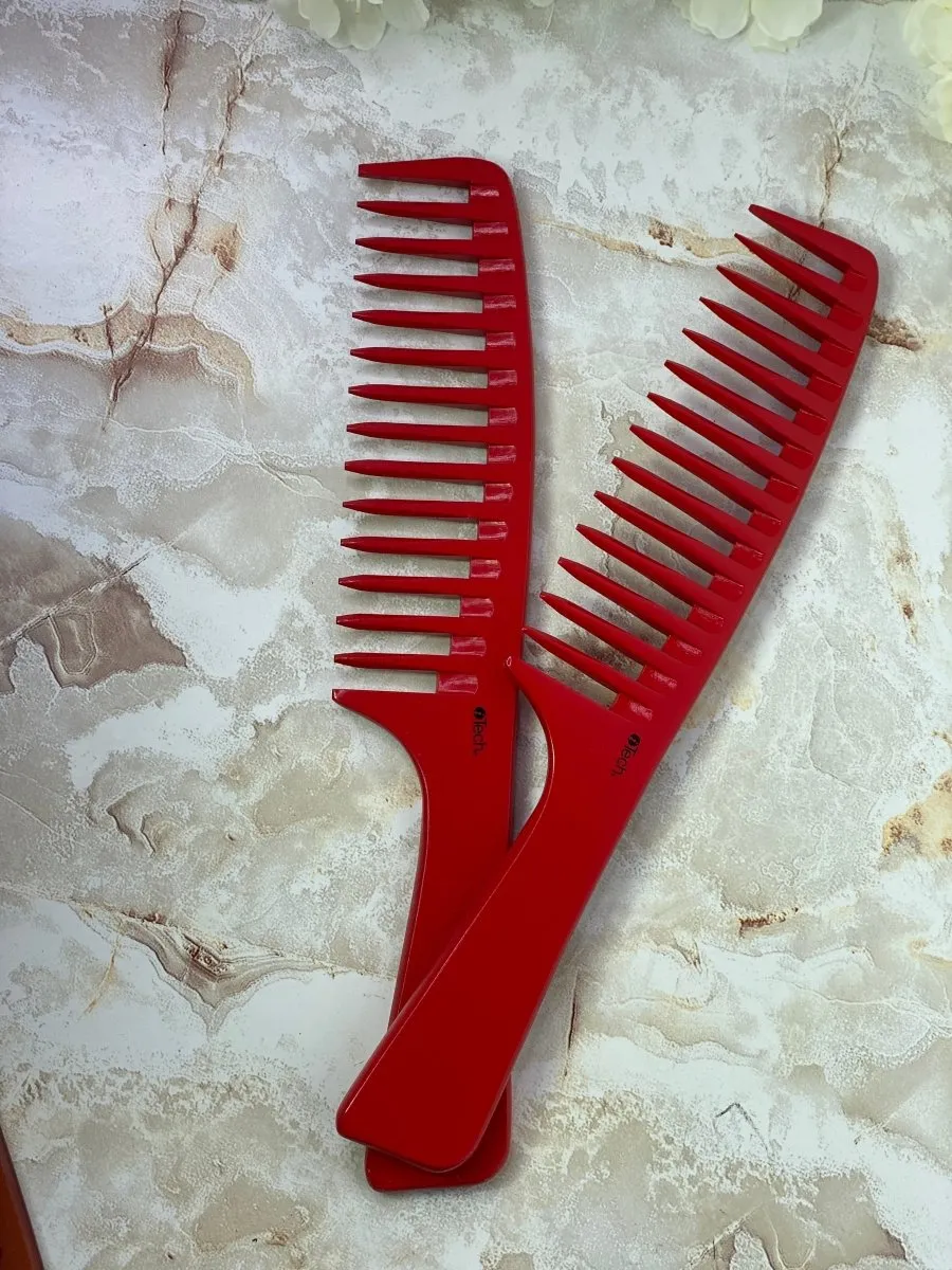 Bone Detangling Wooden Comb - Red