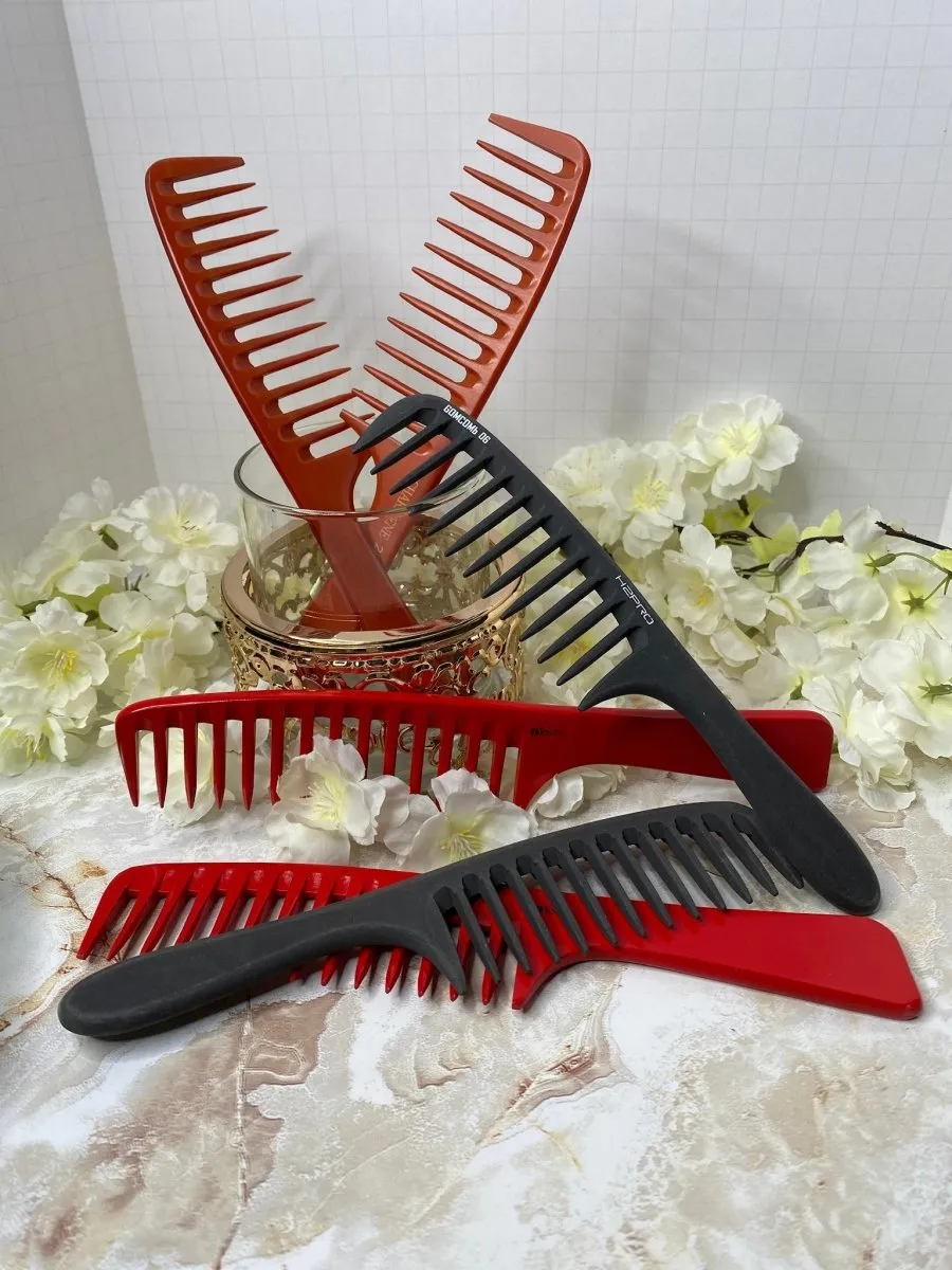 Bone Detangling Wooden Comb - Red