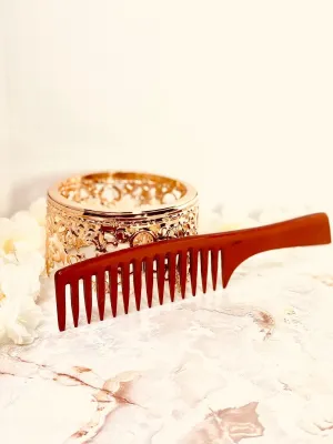 Bone Detangling Wooden Comb - Red