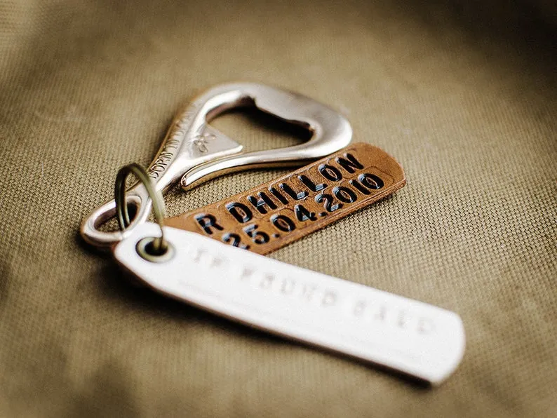 BRONZE BOTTLE OPENER KEYCHAIN / BLACK