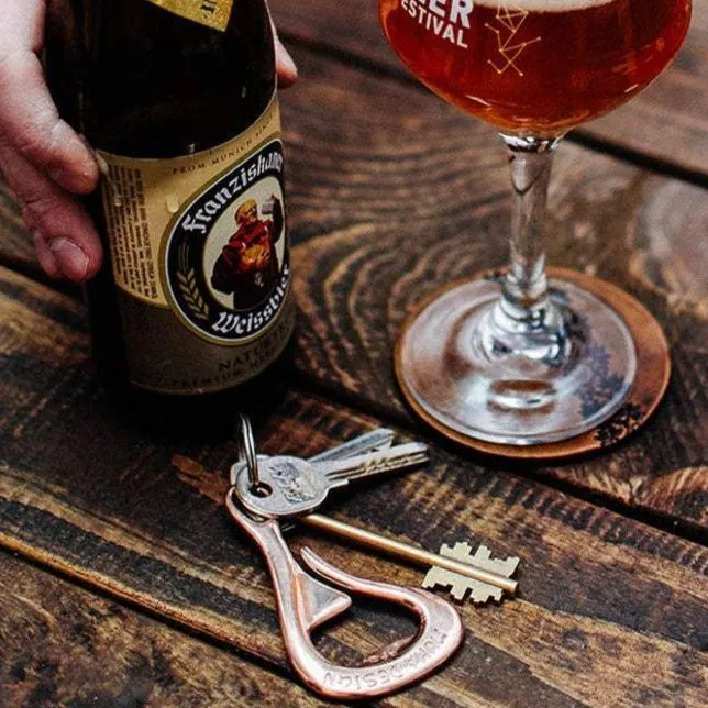 BRONZE BOTTLE OPENER KEYCHAIN / BLACK