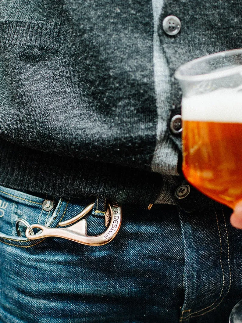 BRONZE BOTTLE OPENER KEYCHAIN / BLACK