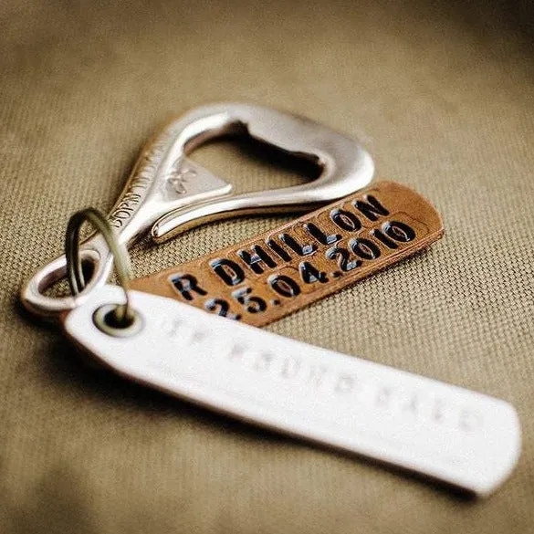 BRONZE BOTTLE OPENER KEYCHAIN / NATURAL