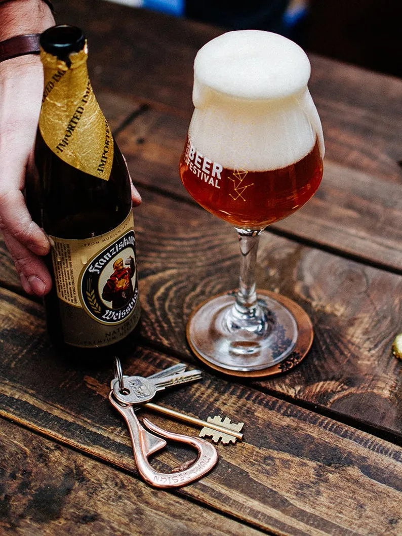 BRONZE BOTTLE OPENER KEYCHAIN / SILVER