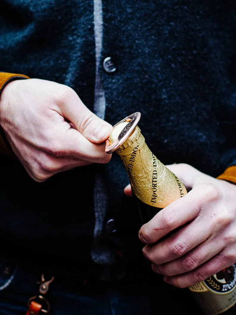 BRONZE BOTTLE OPENER KEYCHAIN / SILVER