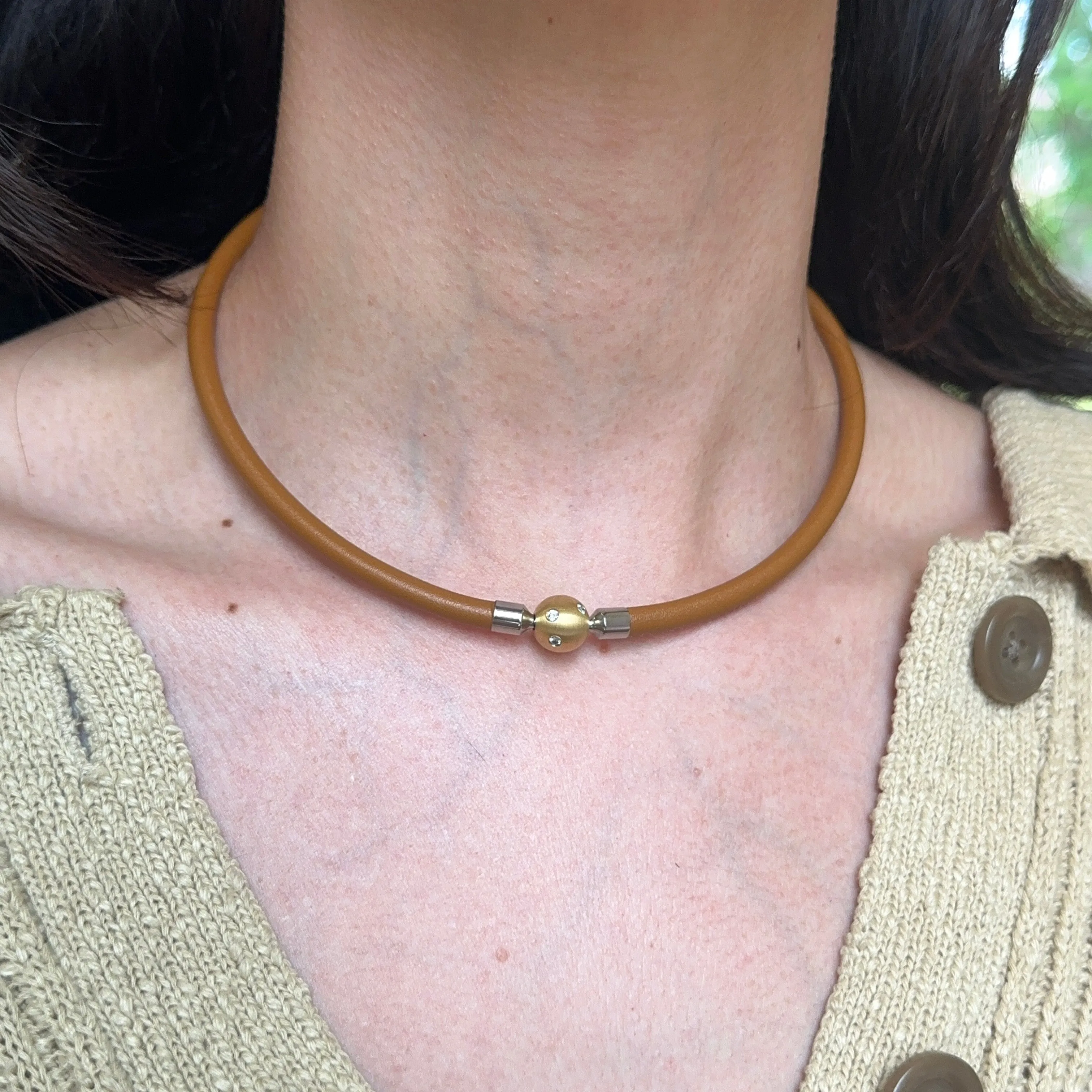 Brown Leather   Stainless Steel 5mm Cord Swap Necklace