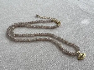 Brown Spinel Necklace with Evil Eye Pendant