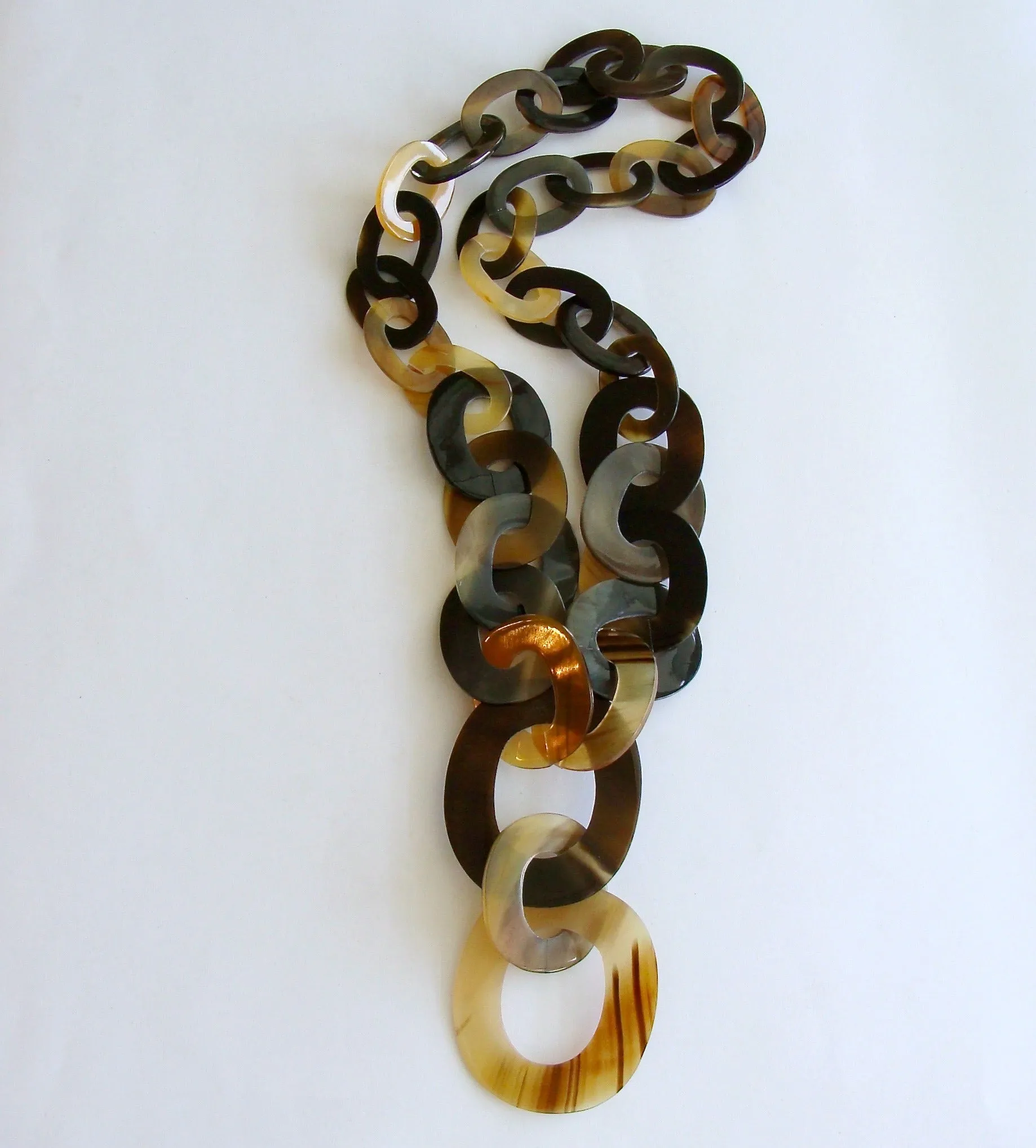 Buffalo Horn Graduated Links Long Statement Necklace - Tatanka Necklace