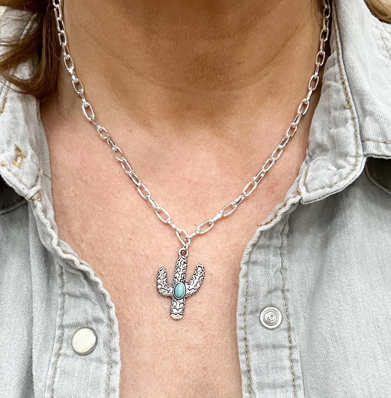 Cactus Pendant Necklace