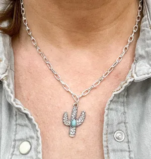 Cactus Pendant Necklace