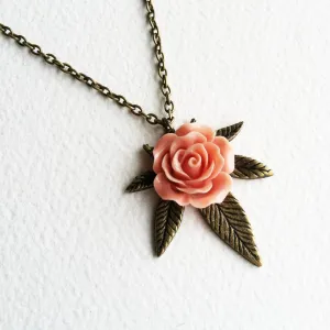 Cannabis Rose Weed Necklace - Bronze & Coral