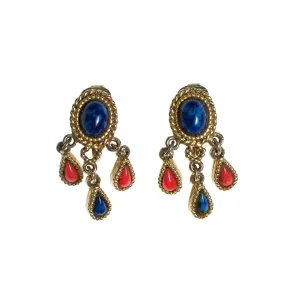 Capri Lapis and Coral Earring and  Brooch Set