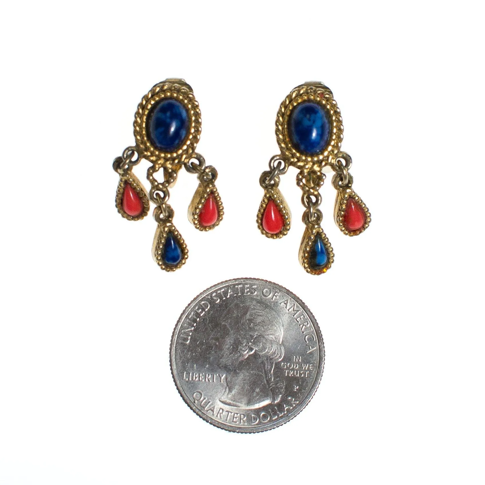 Capri Lapis and Coral Earring and  Brooch Set