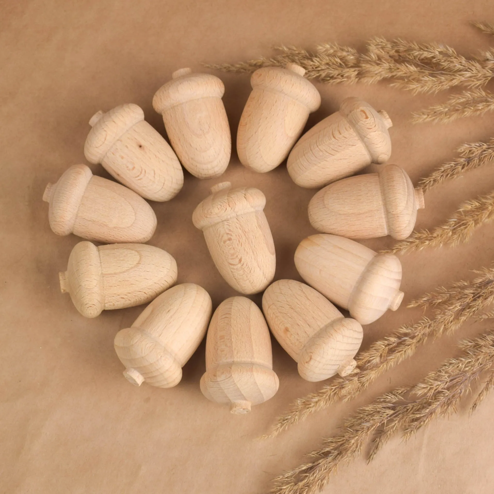 Carved Wooden Acorns for Crafts