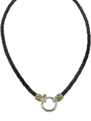 Celebration Collection - Spring Ring Black Leather Necklace