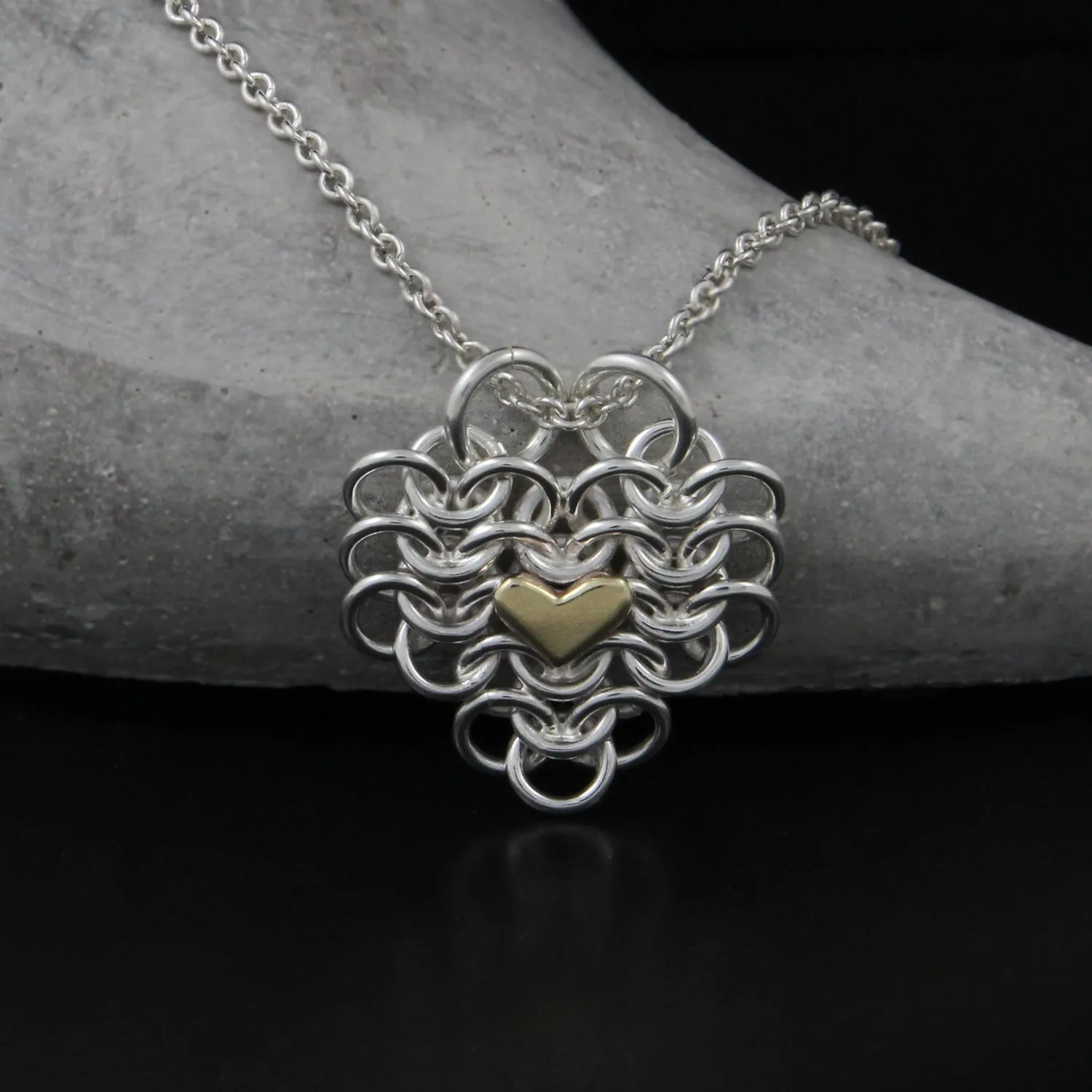 Chainmail Heart Necklace