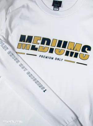 Chequered Mediums Logo - White