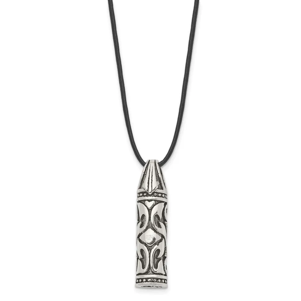 Chisel Stainless Steel Antiqued and Polished with 14k Gold Accent Star of David Pendant on a 20 inch Leather Cord Necklace