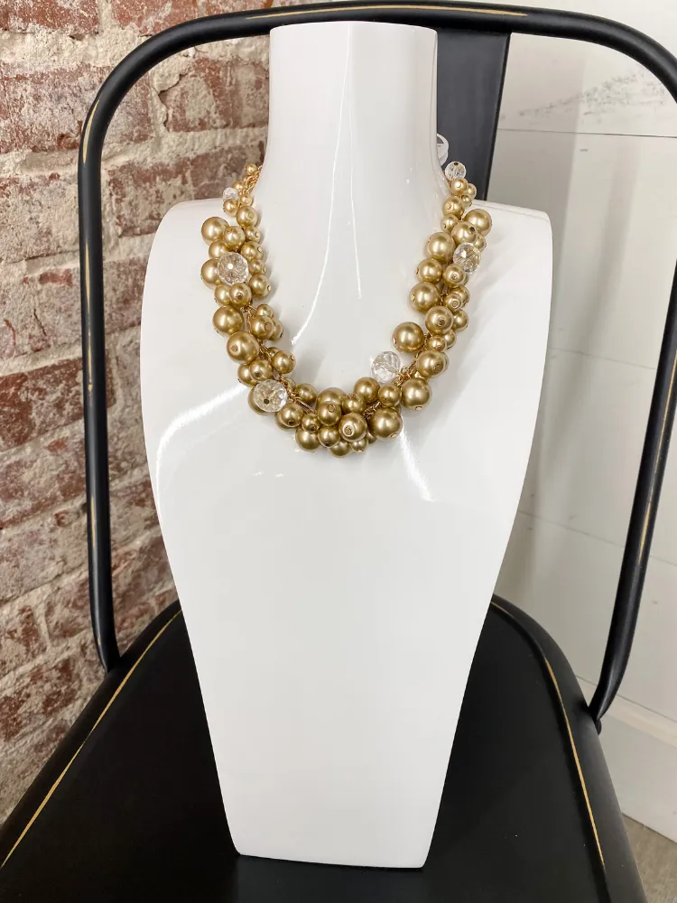 Cluster Pearl Necklace - Rose Gold