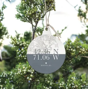 Color Block Boston Coordinates Bulb Ornament