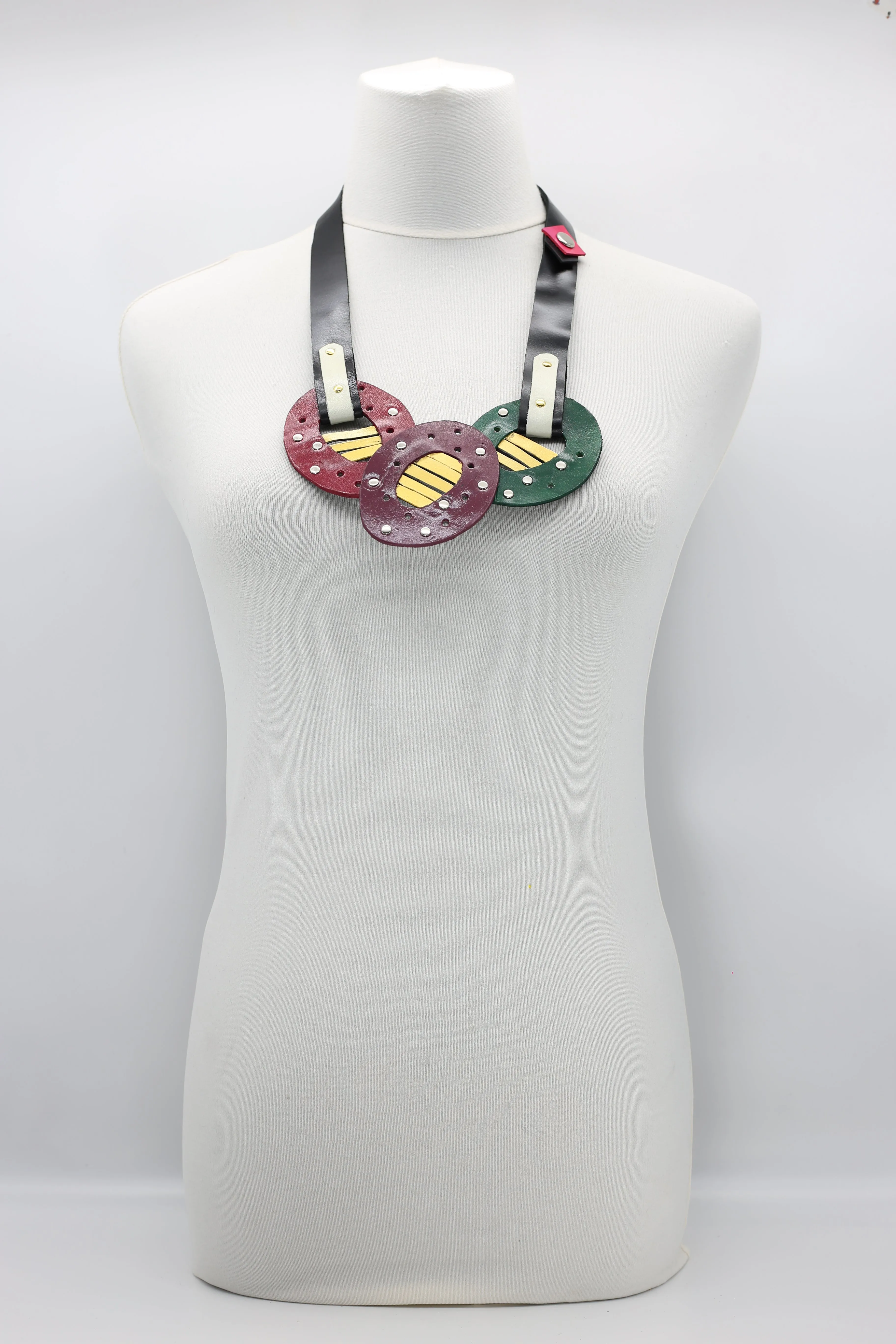 Colourful Hummingbird Eggs Neckalce From Recycled Leather