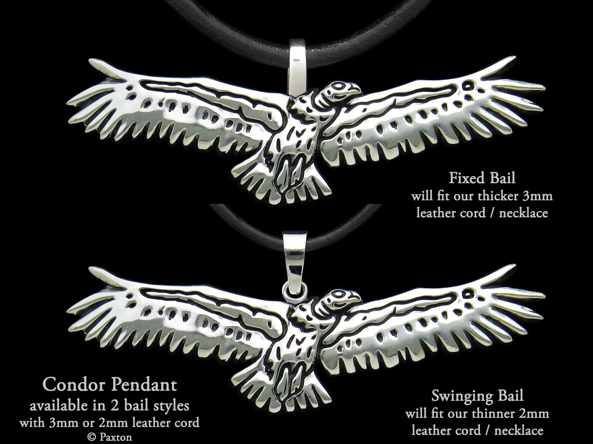 Condor Bird Pendant Necklace Sterling Silver