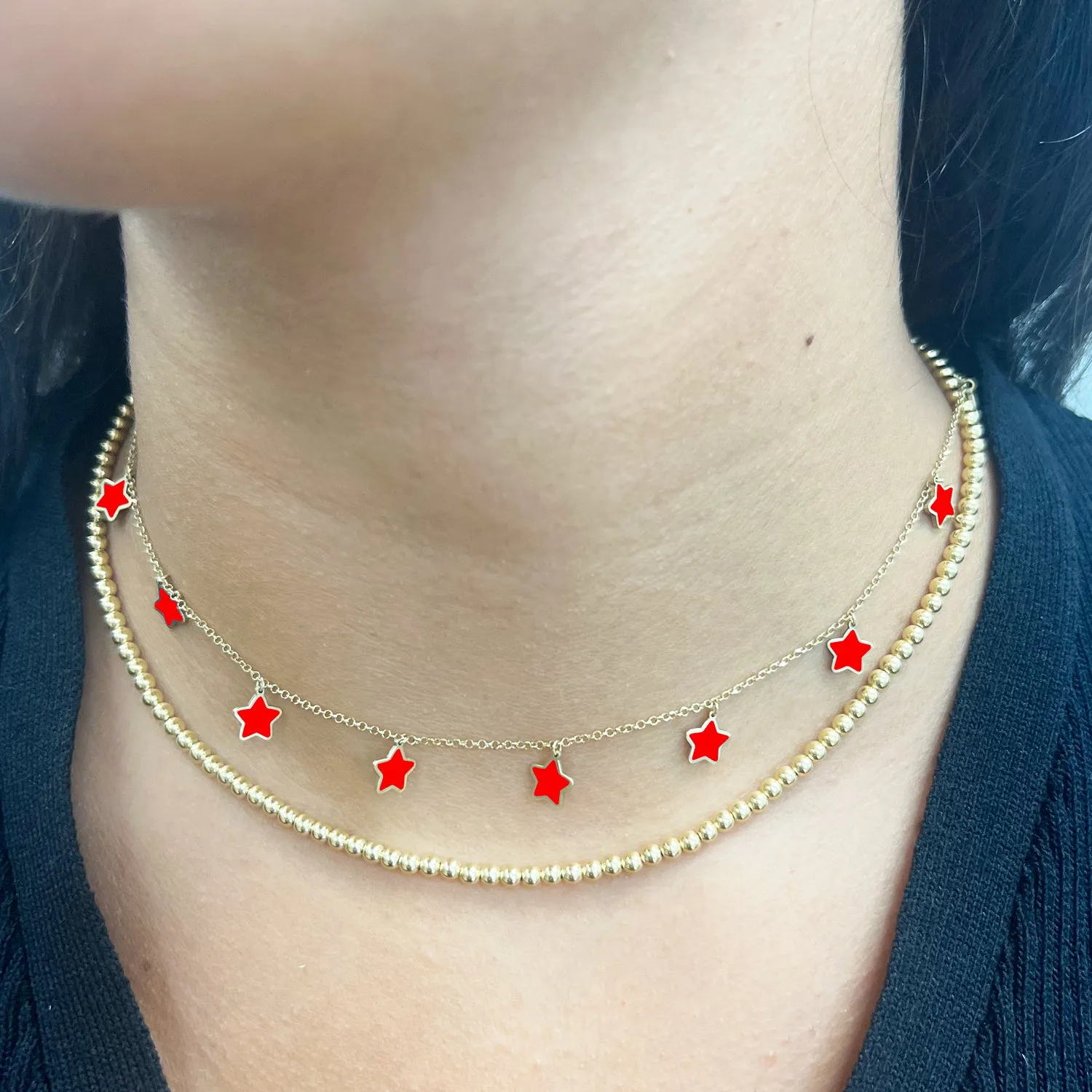 Coral Star Dangle Necklace