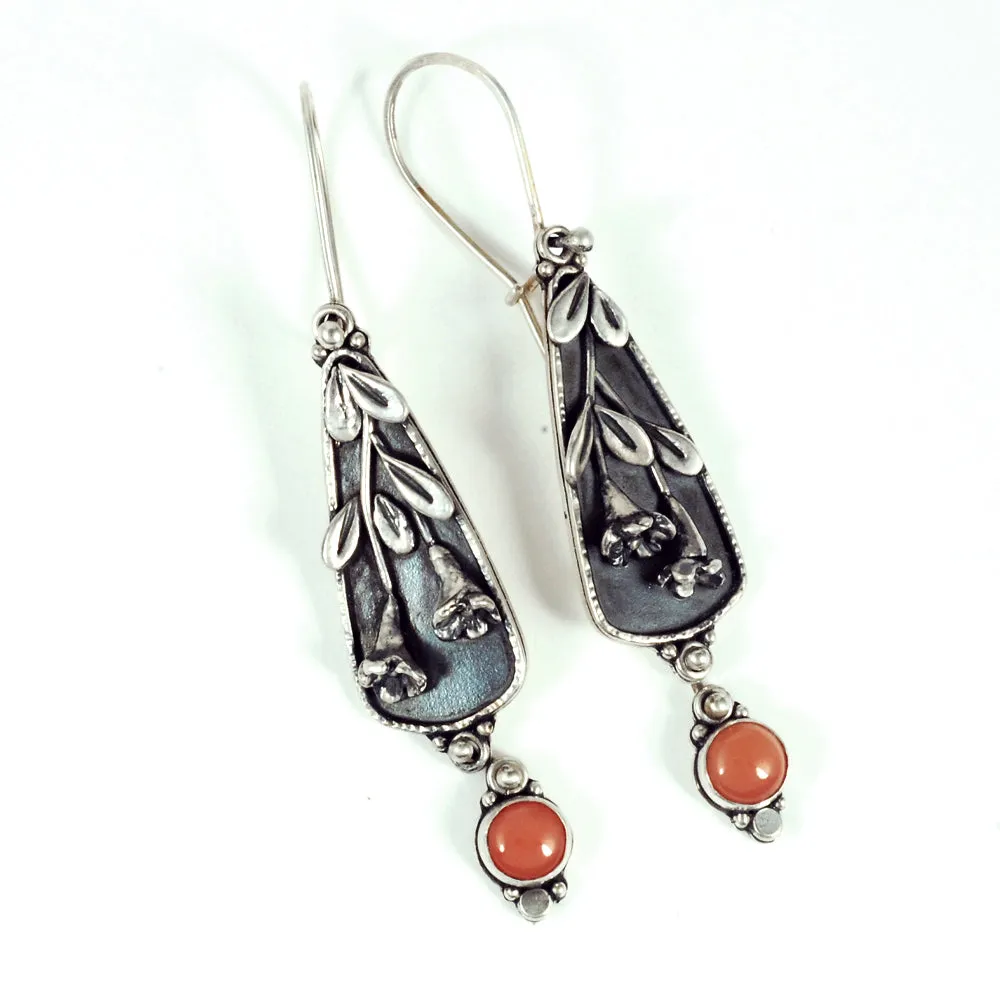 Coral Trumpet Vine Earrings