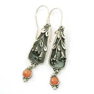 Coral Trumpet Vine Earrings