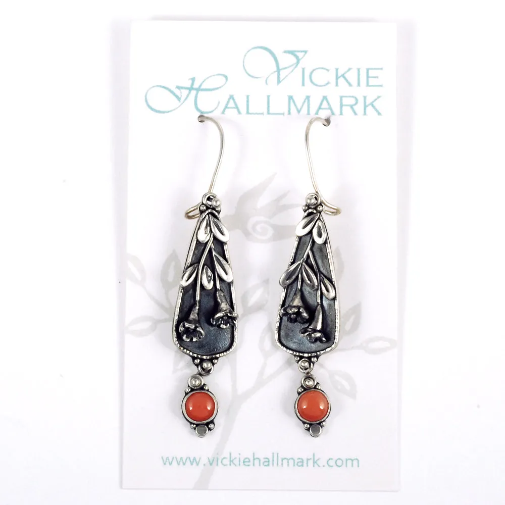Coral Trumpet Vine Earrings
