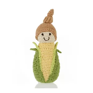 Crochet Cotton Friendly Sweetcorn Baby Rattle