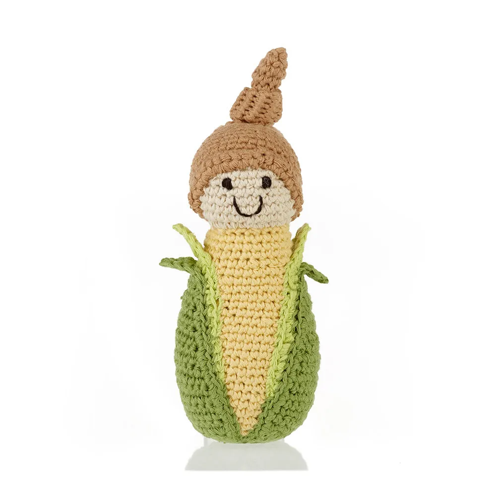 Crochet Cotton Friendly Sweetcorn Baby Rattle