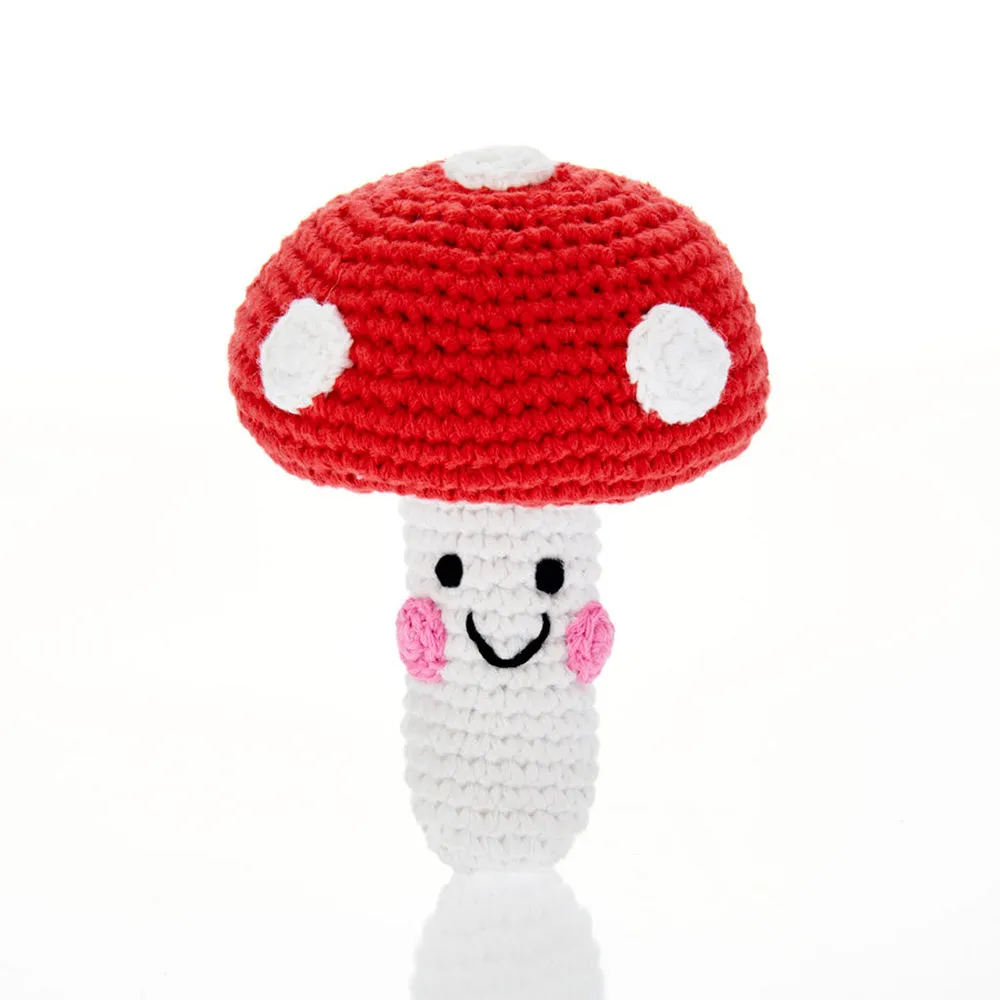 Crochet Cotton Friendly Toadstool Baby Rattle