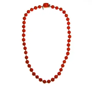 Crown Trifari Coral Glass Bead Necklace