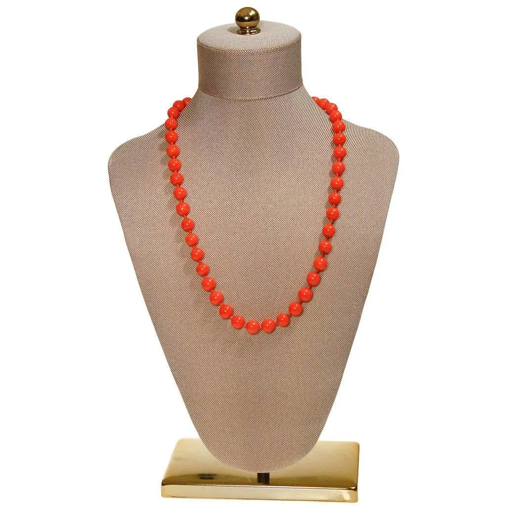 Crown Trifari Coral Glass Bead Necklace