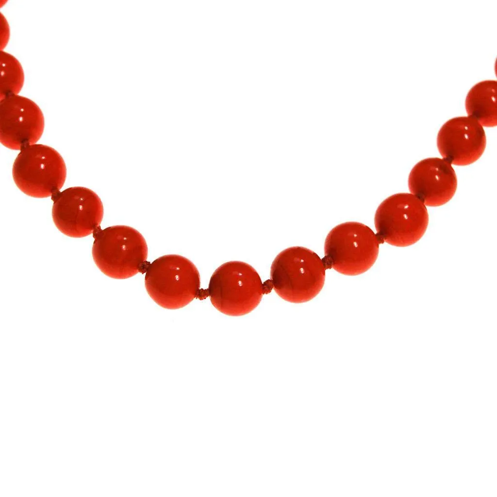 Crown Trifari Coral Glass Bead Necklace