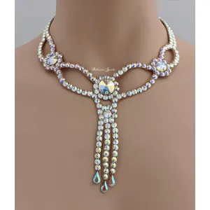 Crystal Circle and Drop Ballroom Necklace