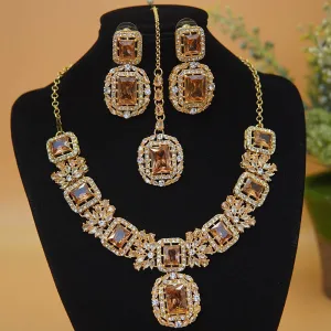 Cubic & Zirconia Golden Imperial Necklace Set