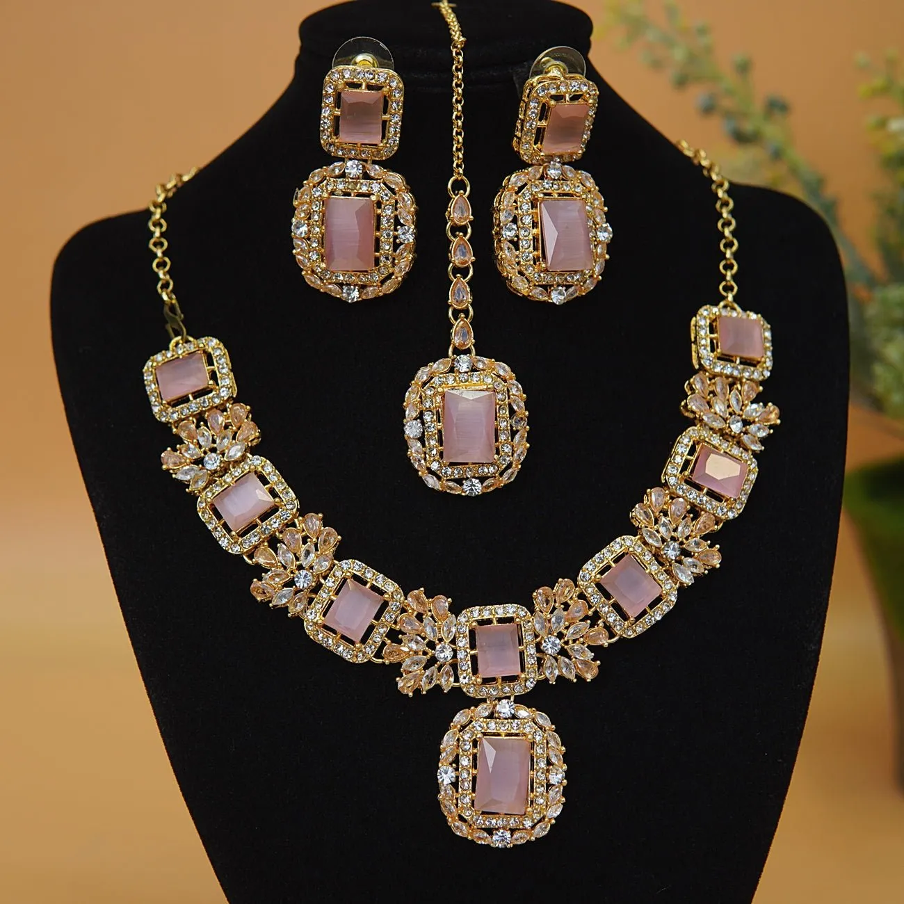 Cubic & Zirconia Golden Imperial Necklace Set