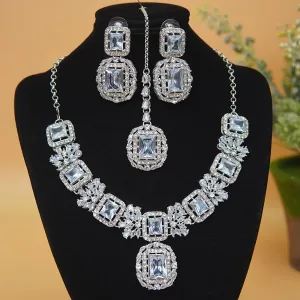 Cubic & Zirconia Silver Imperial Necklace Set