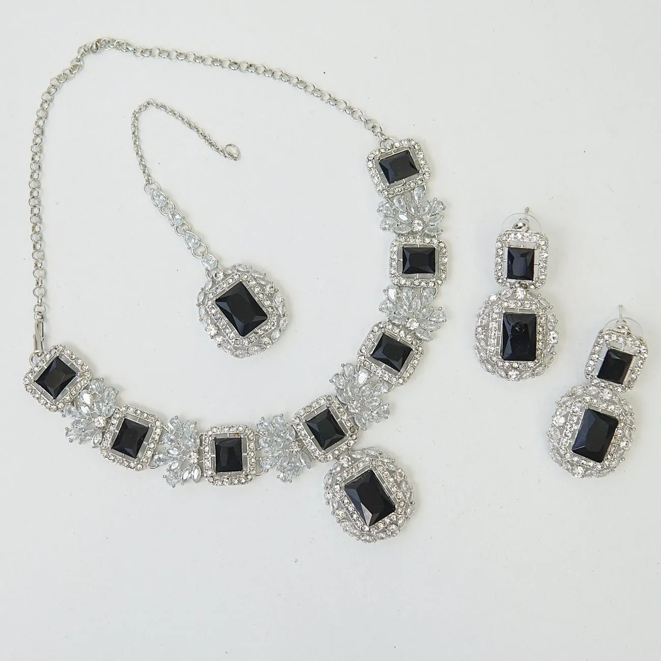 Cubic & Zirconia Silver Imperial Necklace Set