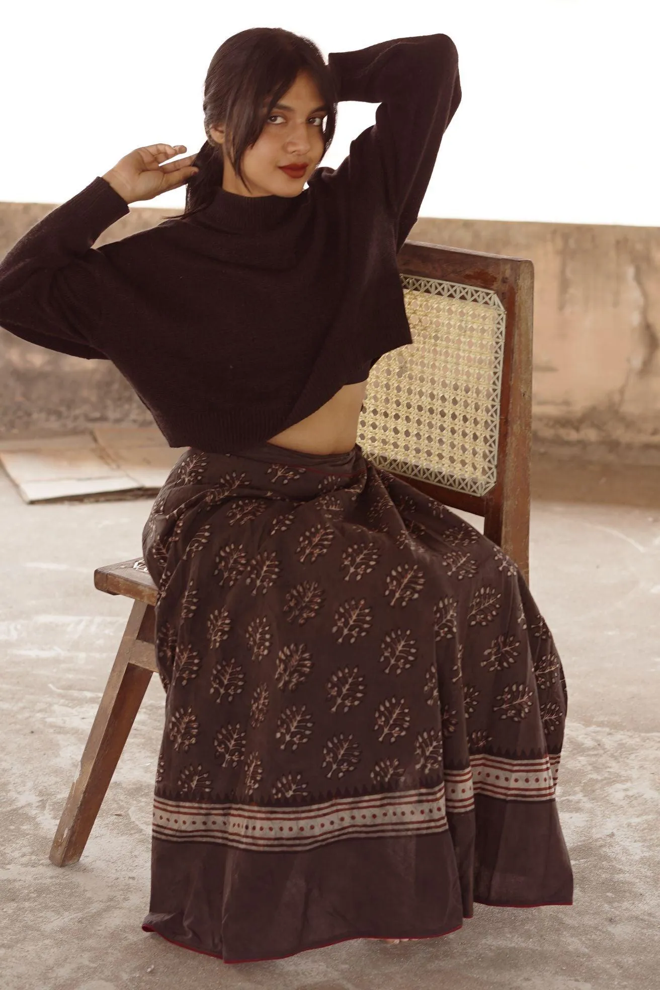 Dabu printed kashish black print skirt -Noor - Saira