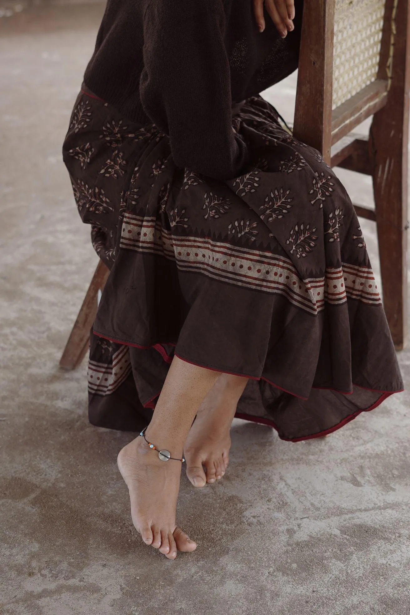 Dabu printed kashish black print skirt -Noor - Saira