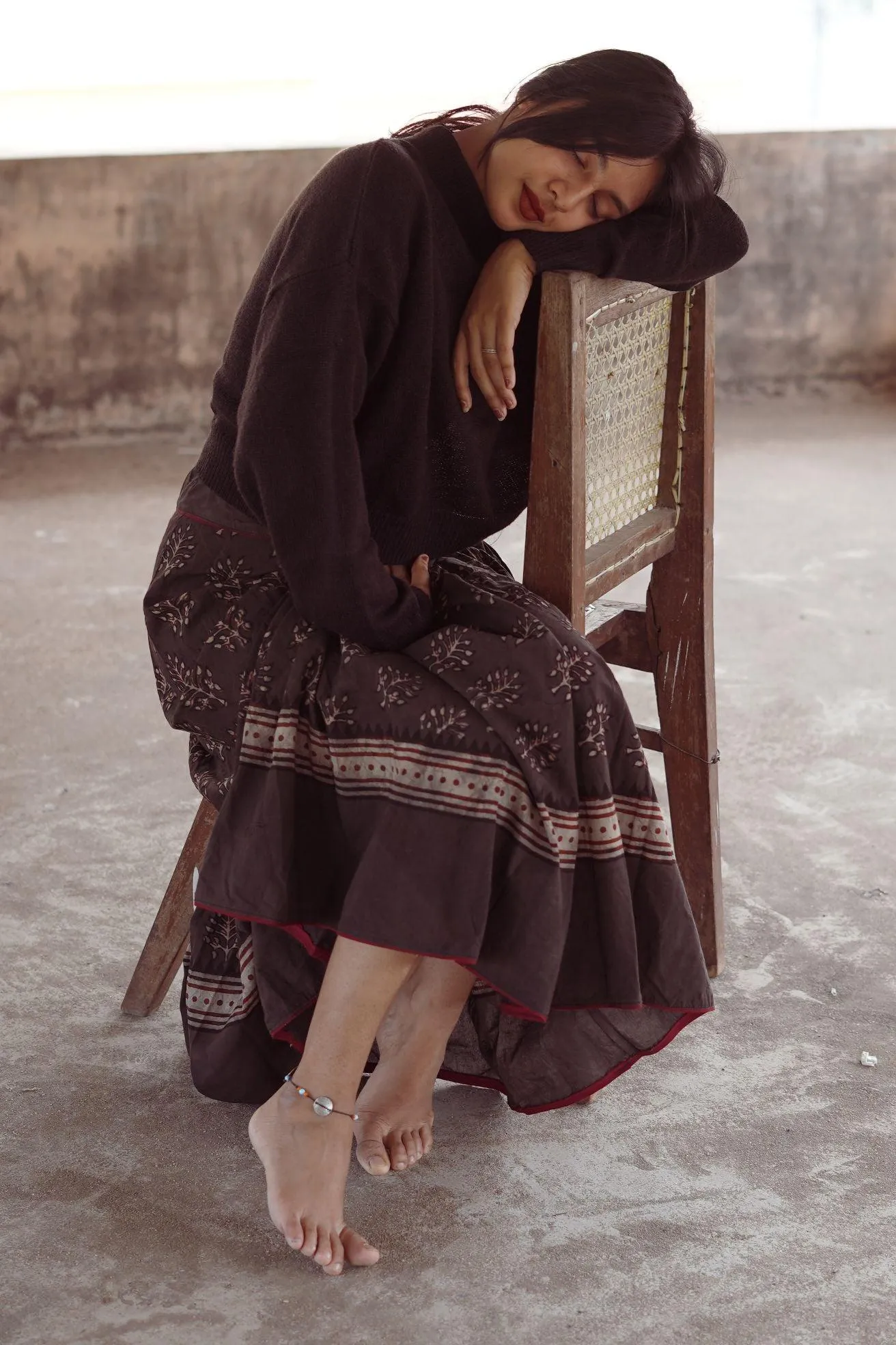 Dabu printed kashish black print skirt -Noor - Saira