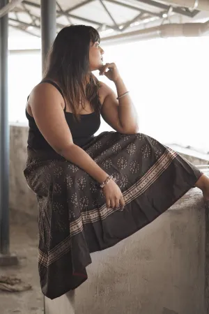 Dabu printed kashish black print skirt -Noor - Saira